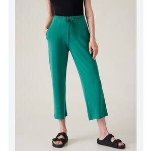 Athleta Seasoft Mid Rise Straight Crop Pants Green Small Petite